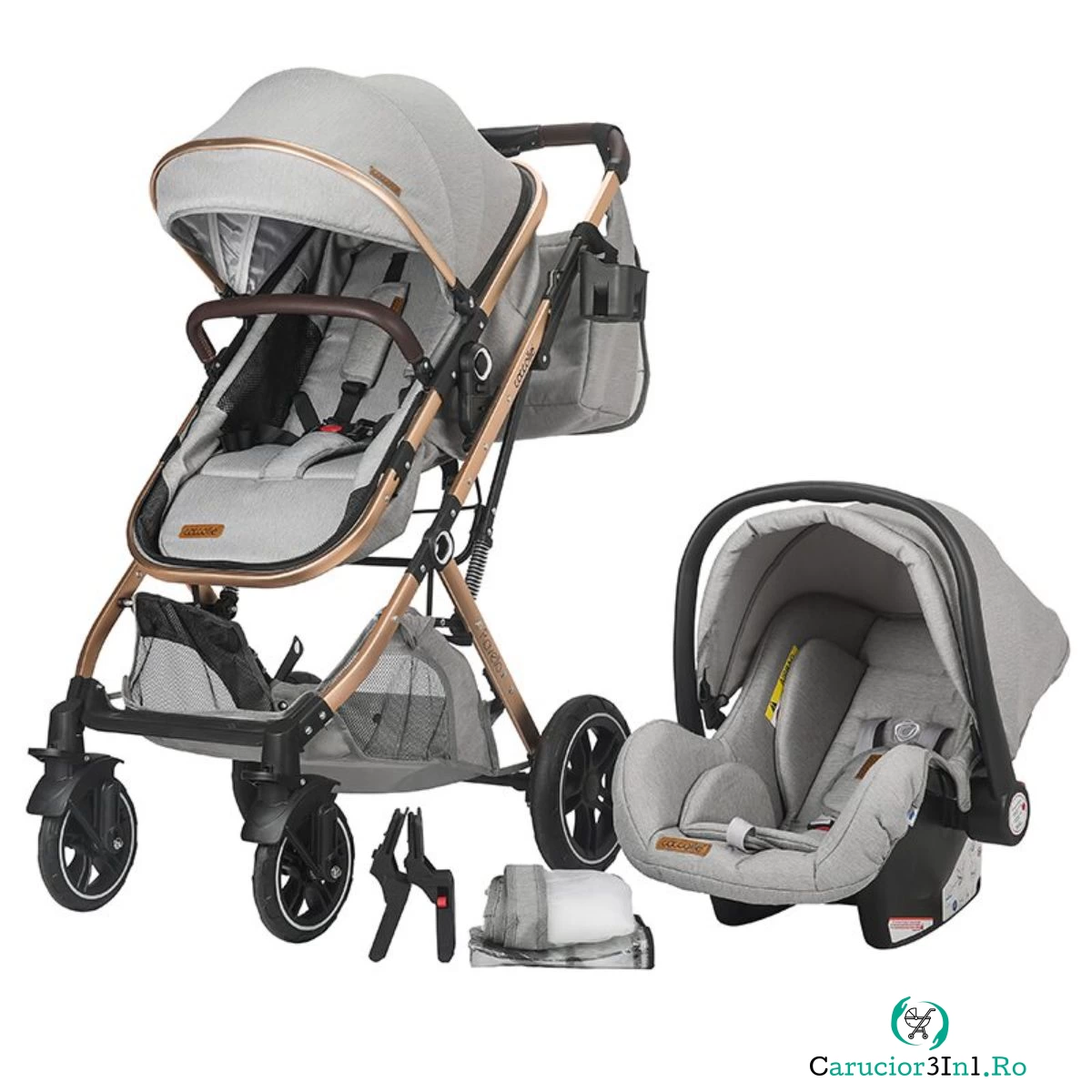 Carucior 3 in 1 ultracompact Coccolle Ravello, Moonlit Grey